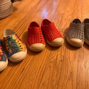 Native Kids Sneakers - Tie-Dye, Red, and Gray